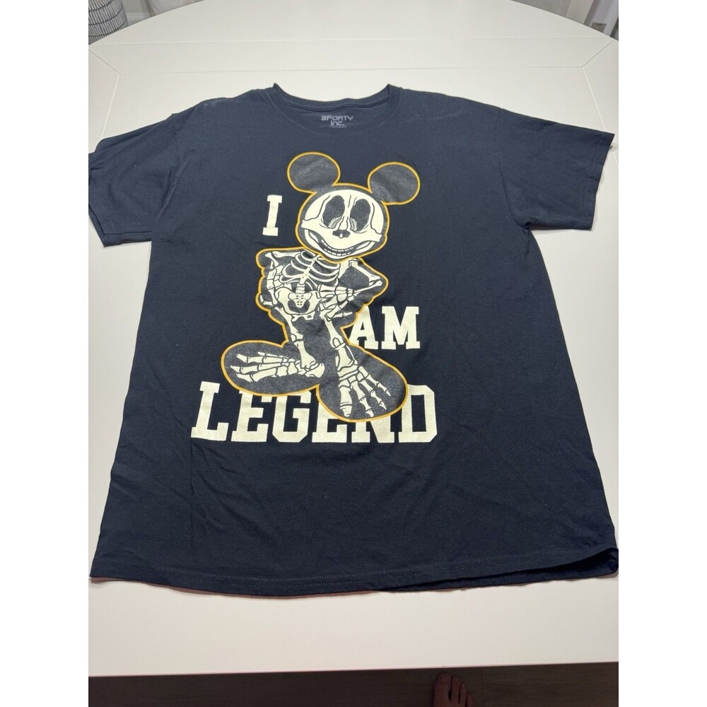 3Forty Inc Mickey Mouse Skeleton Graphic T-Shirt I Am Legend Black Large